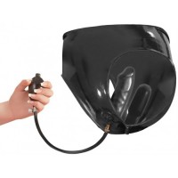 Черные трусики из латекса с двумя расширяющимися втулками M