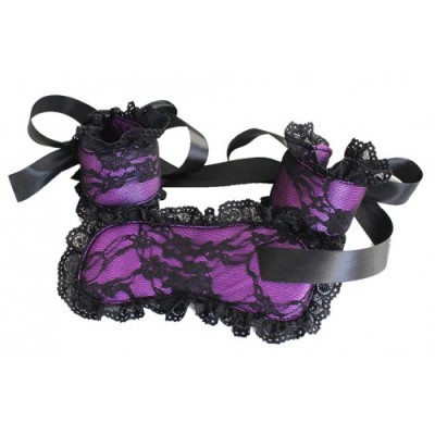 Кружевной черно-фиолетовый набор для эротических игр Кружевной черно-фиолетовый набор для эротических игр
