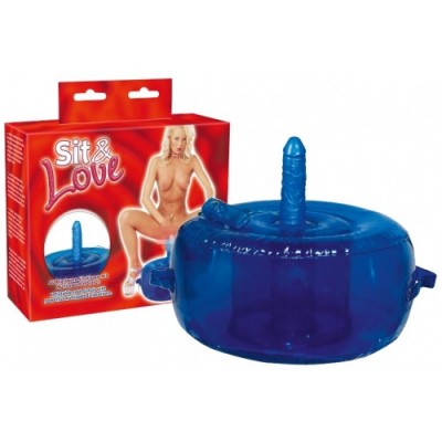 Надувное синее кресло с вибронасадкой Sit Love Vibrating Chair