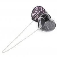 Черные пэстисы-сердечки с розовыми стразами и цепочкой