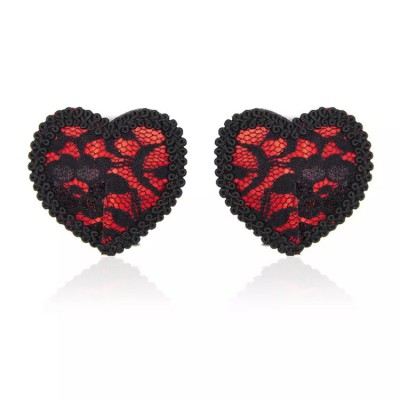 Кружевные пэстисы в форме сердца красно-черные Кружевные пэстисы в форме сердца красно-черные