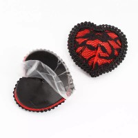 Кружевные пэстисы в форме сердца красно-черные Кружевные пэстисы в форме сердца красно-черные