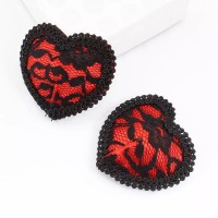 Кружевные пэстисы в форме сердца красно-черные Кружевные пэстисы в форме сердца красно-черные