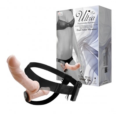 Двойной страпон с вибрацией Ultra Passionate Harness