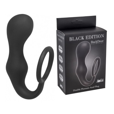 Эрекционное кольцо с анальной пробкой Double Pleasure Anal Plug Black