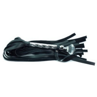 Эксклюзивная плеть с металлической ручкой и широкими хвостами 60 см