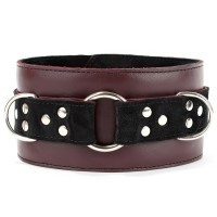 Ошейник из натуральной кожи бордо