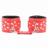 Красные наручники из натуральной кожи