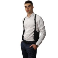 Мужская портупея из натуральной кожи с карманами