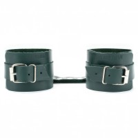 Изумрудные наручники из натуральной кожи