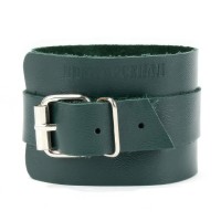 Изумрудные наручники из натуральной кожи