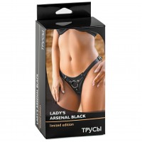 Кожаные черные трусики с регуляторами Lady's Arsenal Limited Edition