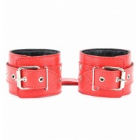 Красные наручники из натуральной кожи