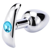 Металлическая анальная втулка со съемным черным хвостиком и пробкой с голубым кристаллом Металлическая анальная втулка со съемным черным хвостиком и пробкой с голубым кристаллом