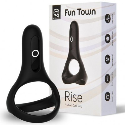 Двойное эрекционное смарт-виброкольцо Fun Town Rise черное