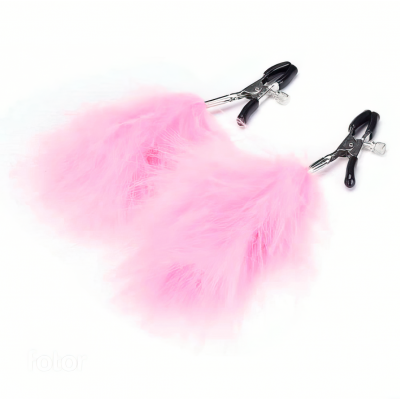 Зажимы на соски с розовыми перышками
