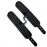Матовые черные наручники с цепочкой