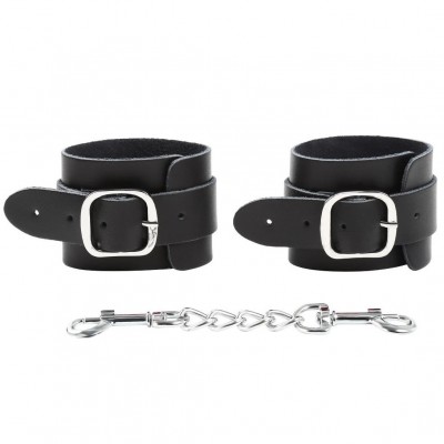 Черные БДСМ наручники из натуральной кожи Черные БДСМ наручники из натуральной кожи