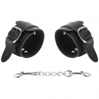 Черные БДСМ наручники из натуральной кожи Черные БДСМ наручники из натуральной кожи