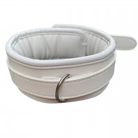 Мягкий белый ошейник с металлическим поводком