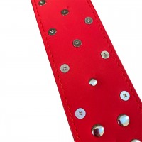 Широкий красный ошейник с шипами и поводком