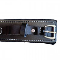 Кожаный черный ошейник со стразами и поводком Кожаный черный ошейник со стразами и поводком