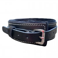 Кожаный черный ошейник со стразами и поводком Кожаный черный ошейник со стразами и поводком