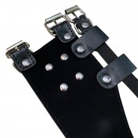 Широкий черный ошейник с красным кляпом и поводком Широкий черный ошейник с красным кляпом и поводком