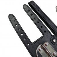 Широкий черный ошейник с красным кляпом и поводком Широкий черный ошейник с красным кляпом и поводком