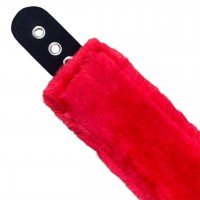 Черный ошейник с красным мехом и поводком Черный ошейник с красным мехом и поводком