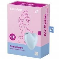 Вакуумно-волновой стимулятор с вибрацией Satisfyer Cutie Heart голубой