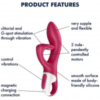 Вибратор для точки G с загнутым клиторальным стимулятором Satisfyer Embrace Me малиновый