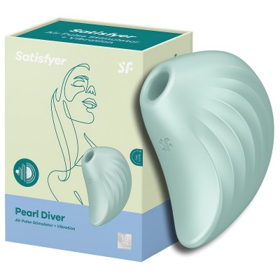 Вакуумно-волновой стимулятор с вибрацией Satisfyer Pearl Diver зеленый