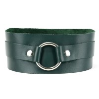 Ошейник из натуральной кожи цвета изумруд
