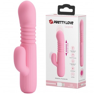 Вибратор с клиторальным стимулятором и поступательными движениями Pretty Love Leopold