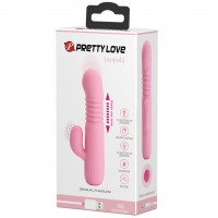Вибратор с клиторальным стимулятором и поступательными движениями Pretty Love Leopold