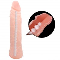 Реалистичный фаллоимитатор из киберкожи с хребтом и пупырышками на головке 19 см