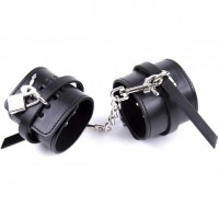 Черные БДСМ наручники с замочками