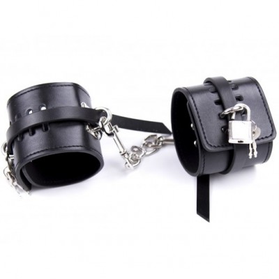 Черные БДСМ наручники с замочками