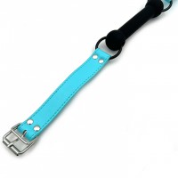 Черный кляп-трензель с голубым ремешком