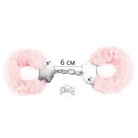 Розовые металлические наручники с мехом Fetish Pleasure