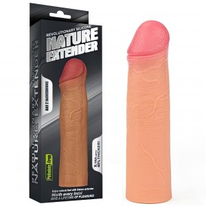 Удлиняющая  насадка на пенис Revolutionary Silicone Nature Extender телесная + 5,5 см