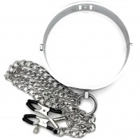 Ошейник стальной с зажимами для сосков