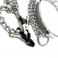 Ошейник стальной с зажимами для сосков