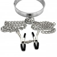 Ошейник стальной с зажимами для сосков