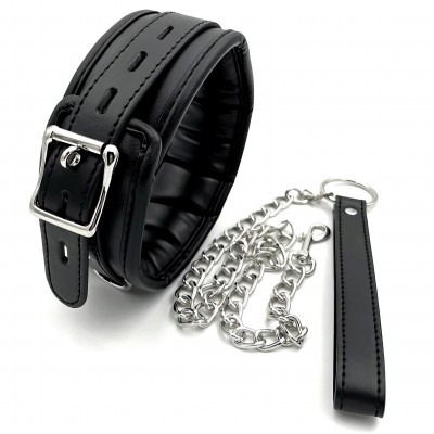 Мягкий ошейник с поводком черный Мягкий ошейник с поводком черный