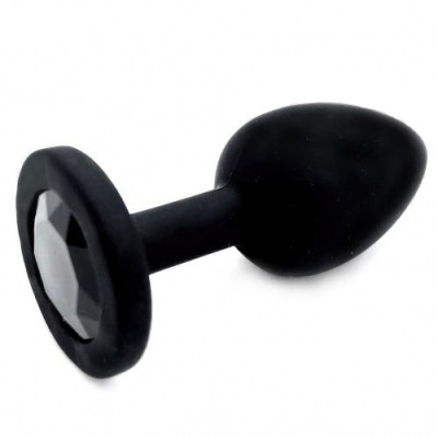 Черная силиконовая пробка с черным стразом S Черная силиконовая пробка с черным стразом S