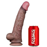 Реалистичный фаллос-мулат с рельефным стволом Lovetoy Silicone Cock 30 см