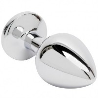 Металлическая анальная пробка с розовым камушком M Металлическая анальная пробка с розовым камушком M