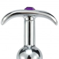 Анальная пробка из металла с фиолетовым камушком M